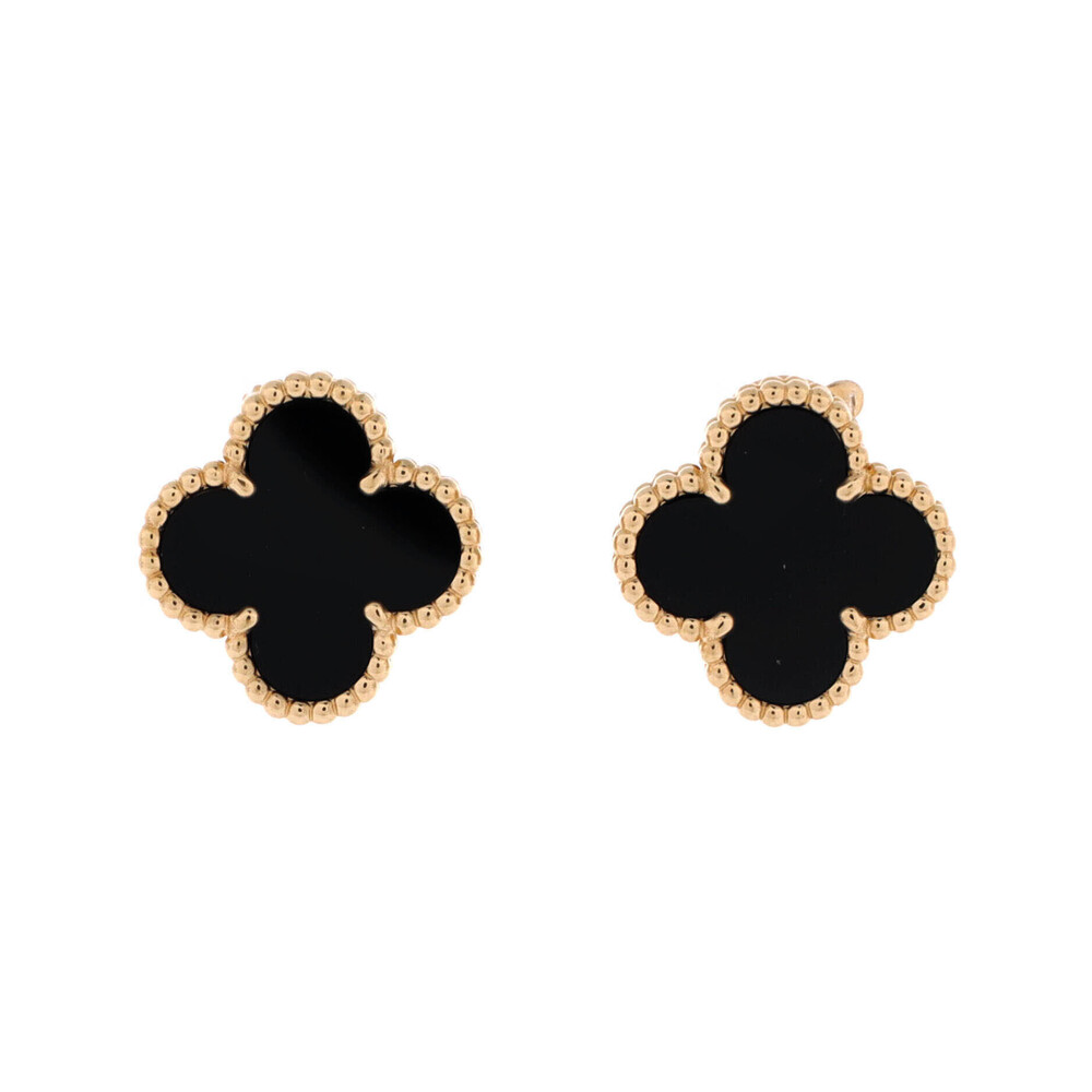 Van Cleef & Arpels Vintage Alhambra Earrings 18K Yellow Gold and Onyx